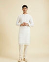 Manyavar Men Cream Georgette Kurta Pajama Ensemble