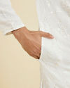 Manyavar Men Cream Georgette Kurta Pajama Ensemble