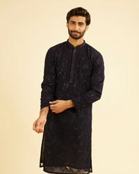 Manyavar Men Regal Dark Blue Kurta Pajama