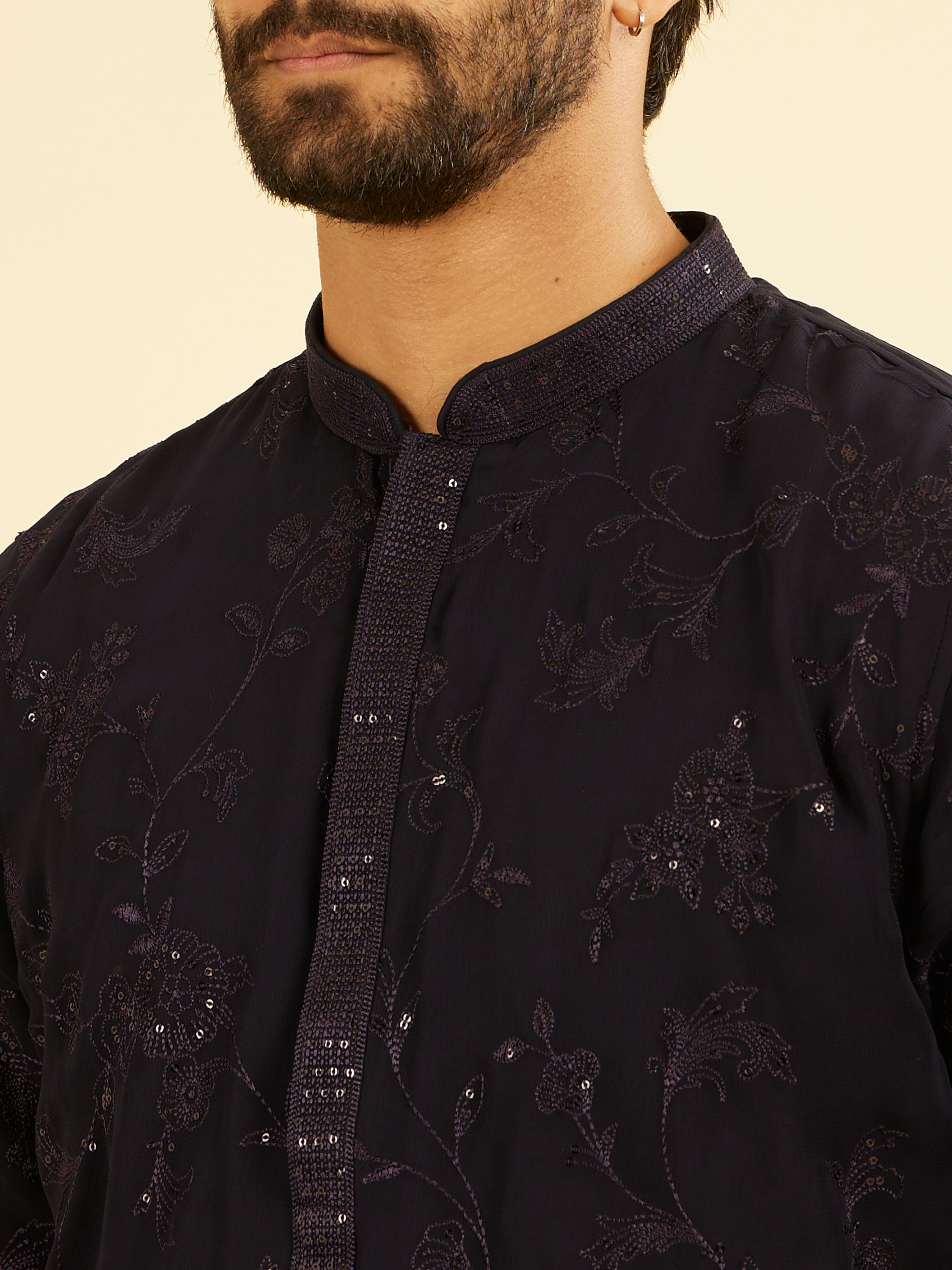 Manyavar Men Regal Dark Blue Kurta Pajama
