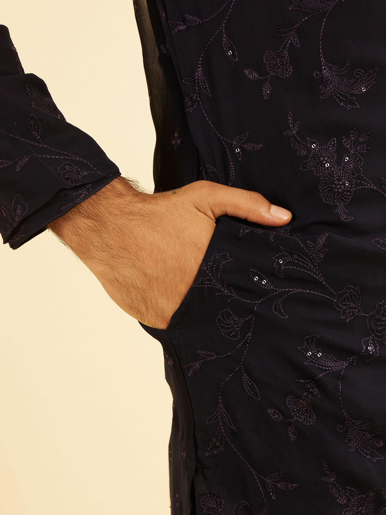 Manyavar Men Regal Dark Blue Kurta Pajama