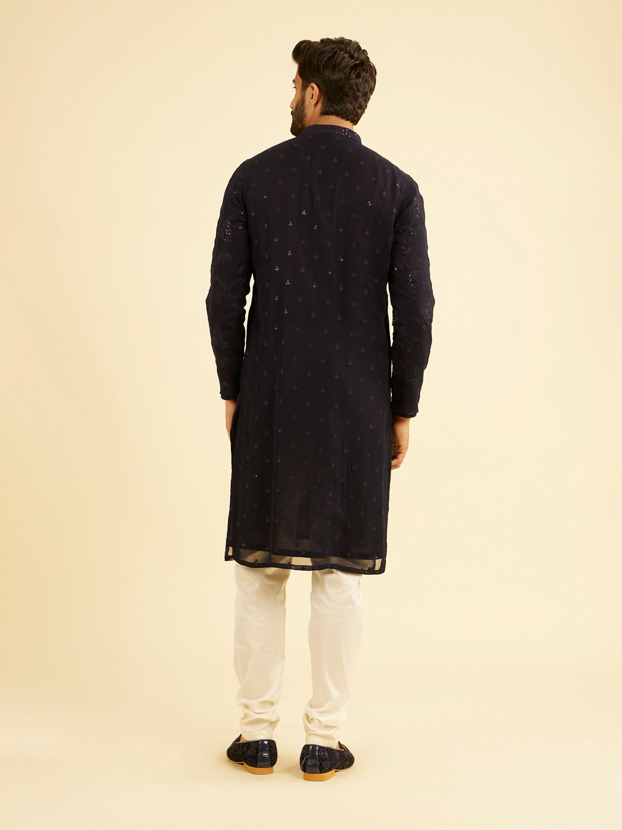 Manyavar Men Regal Dark Blue Kurta Pajama