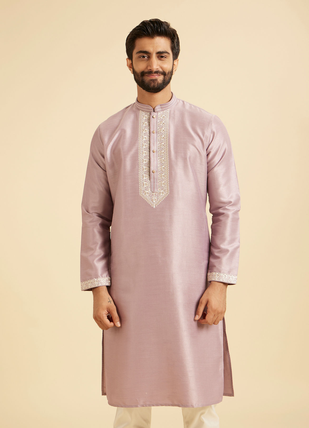 Manyavar Men Lilac Festive Kurta Churidar Set