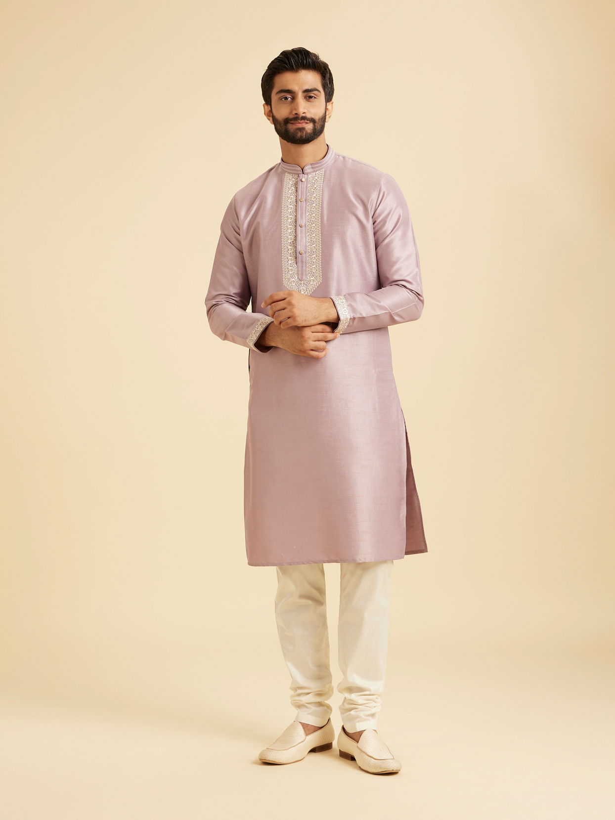 Manyavar Men Lilac Festive Kurta Churidar Set