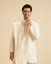 Manyavar Men Cream Elegance Kurta Pancha Set