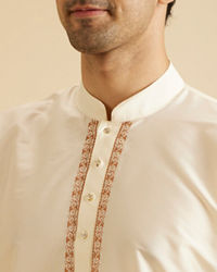 Manyavar Men Cream Elegance Kurta Pancha Set