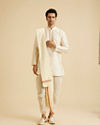 Manyavar Men Cream Elegance Kurta Pancha Set