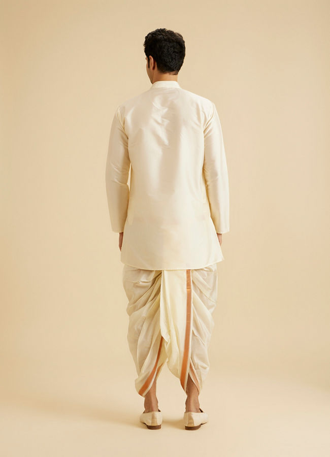 Manyavar Men Cream Elegance Kurta Pancha Set