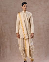 Manyavar Men Beige Silk Splendor Kurta Pancha Ensemble