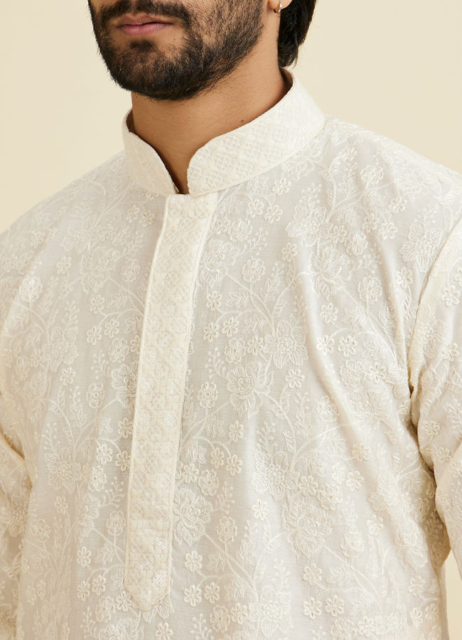 Manyavar Men Ethereal Cream Kurta Dhoti Set