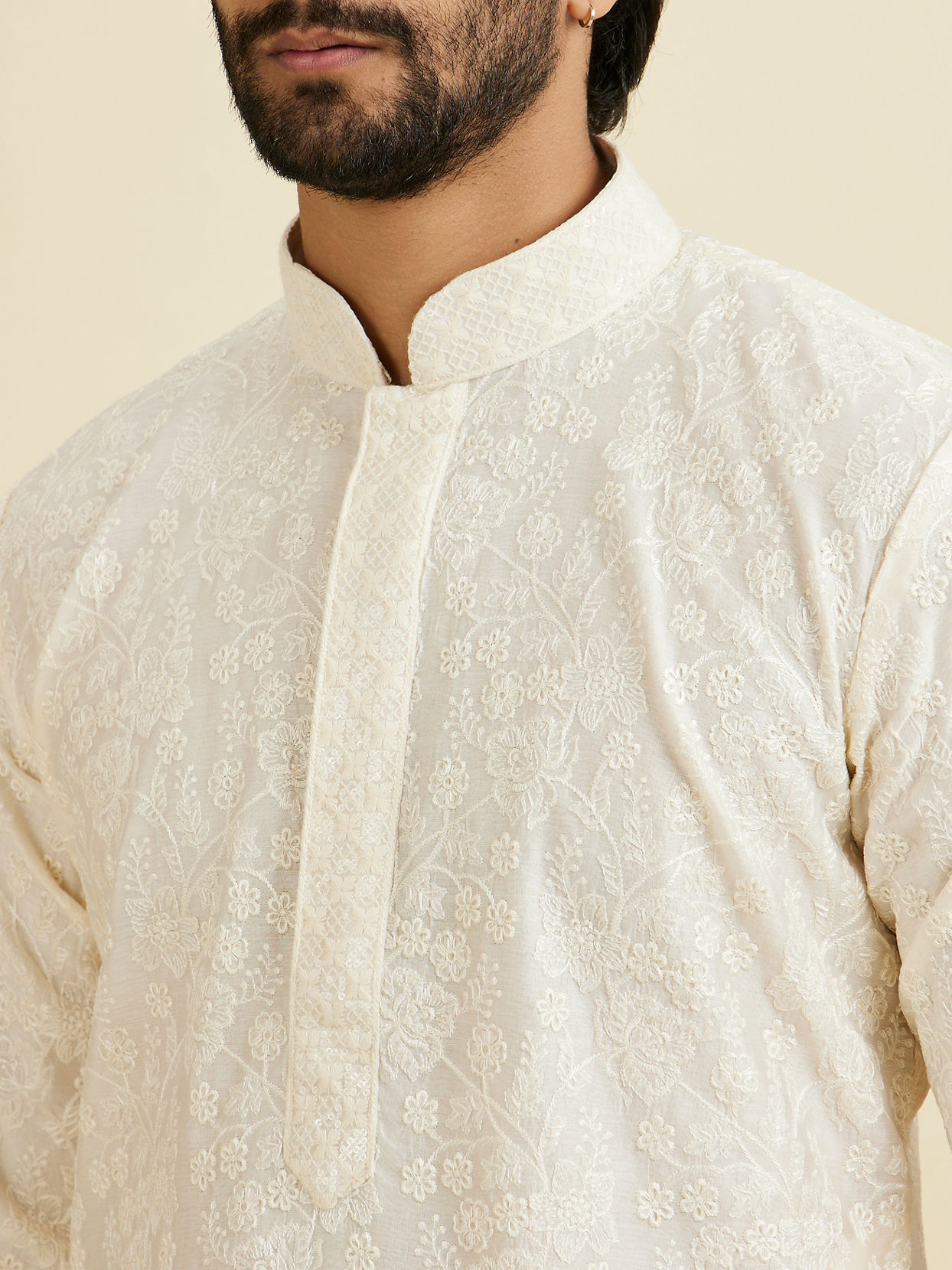 Manyavar Men Ethereal Cream Kurta Dhoti Set