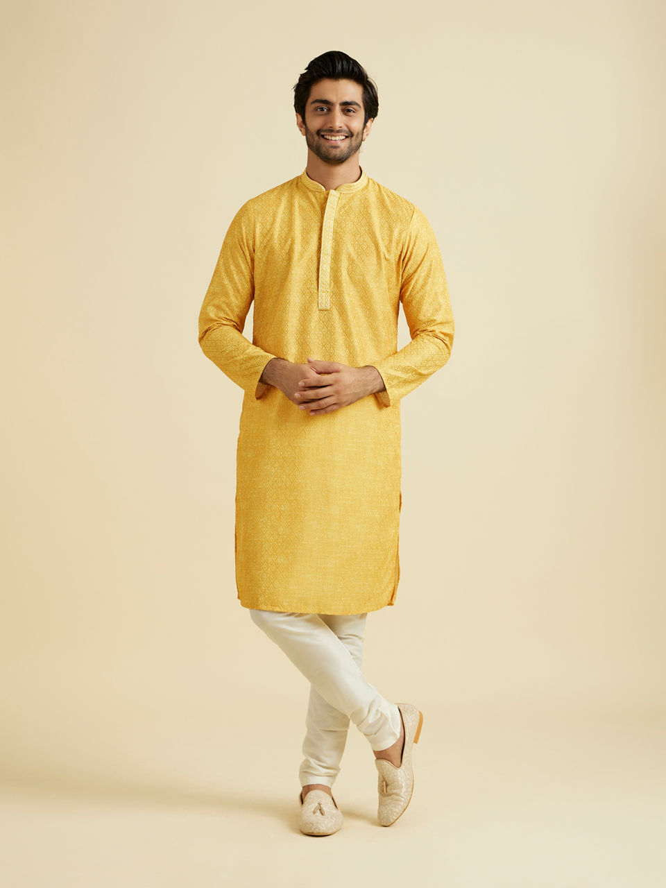 Manyavar Men Mustard Festive Kurta Pajama
