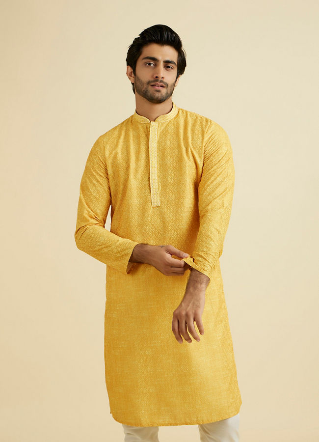 Manyavar Men Mustard Festive Kurta Pajama