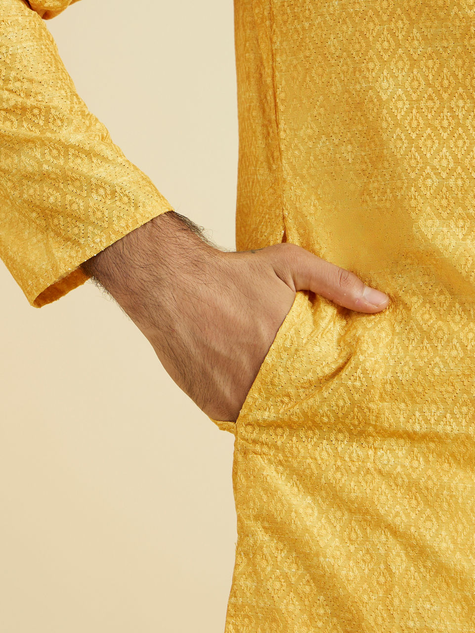 Manyavar Men Mustard Festive Kurta Pajama