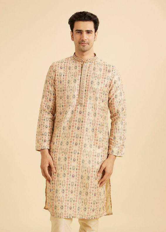 Manyavar Men Royal Beige Regalia Kurta Pajama