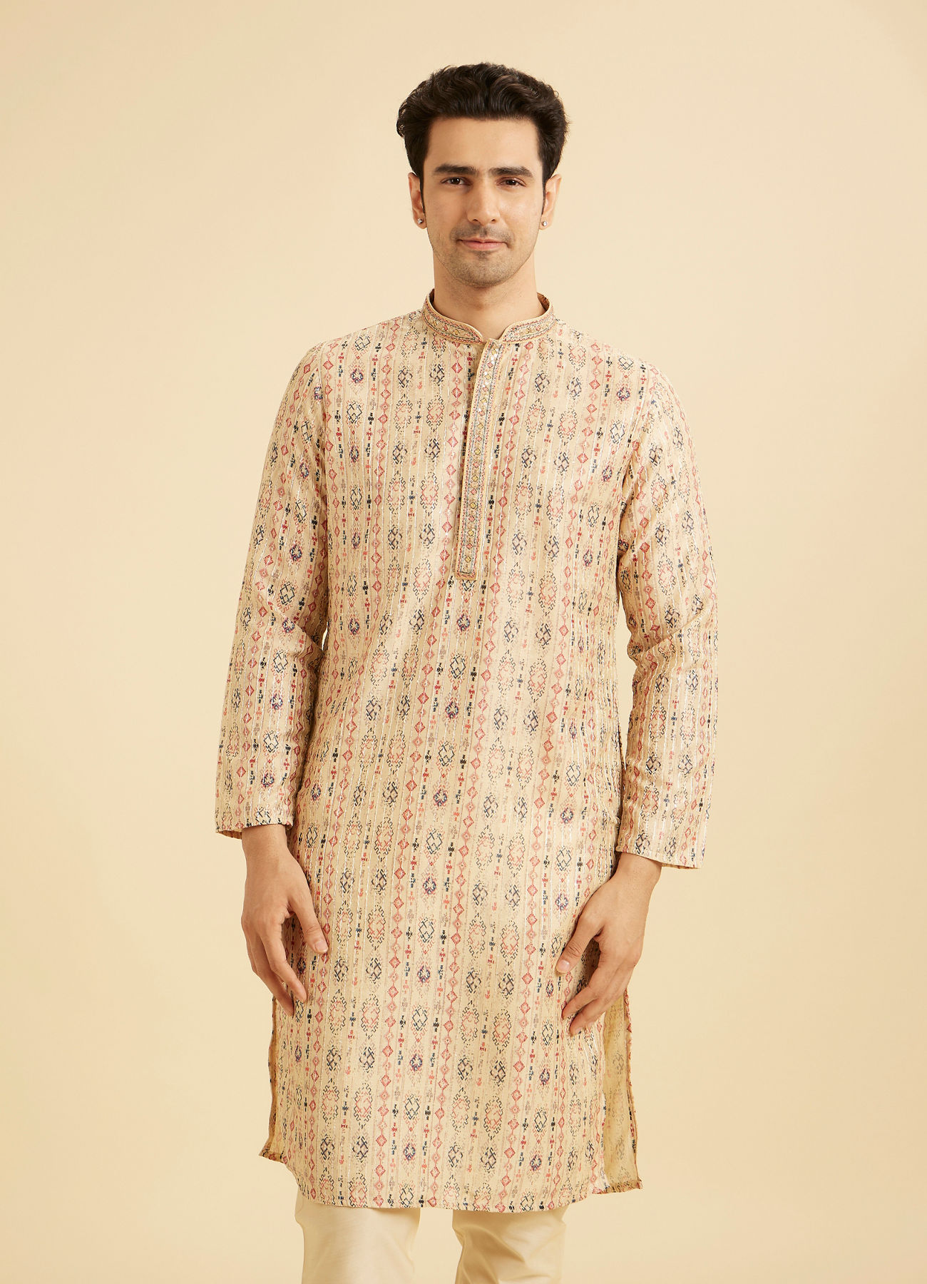 Manyavar Men Royal Beige Regalia Kurta Pajama