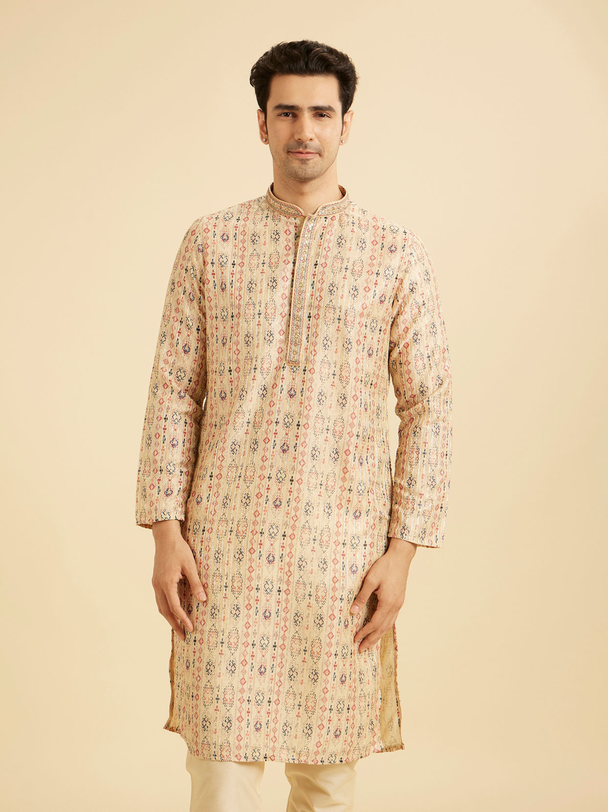 Manyavar Men Royal Beige Regalia Kurta Pajama