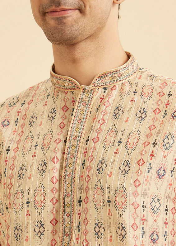 Manyavar Men Royal Beige Regalia Kurta Pajama