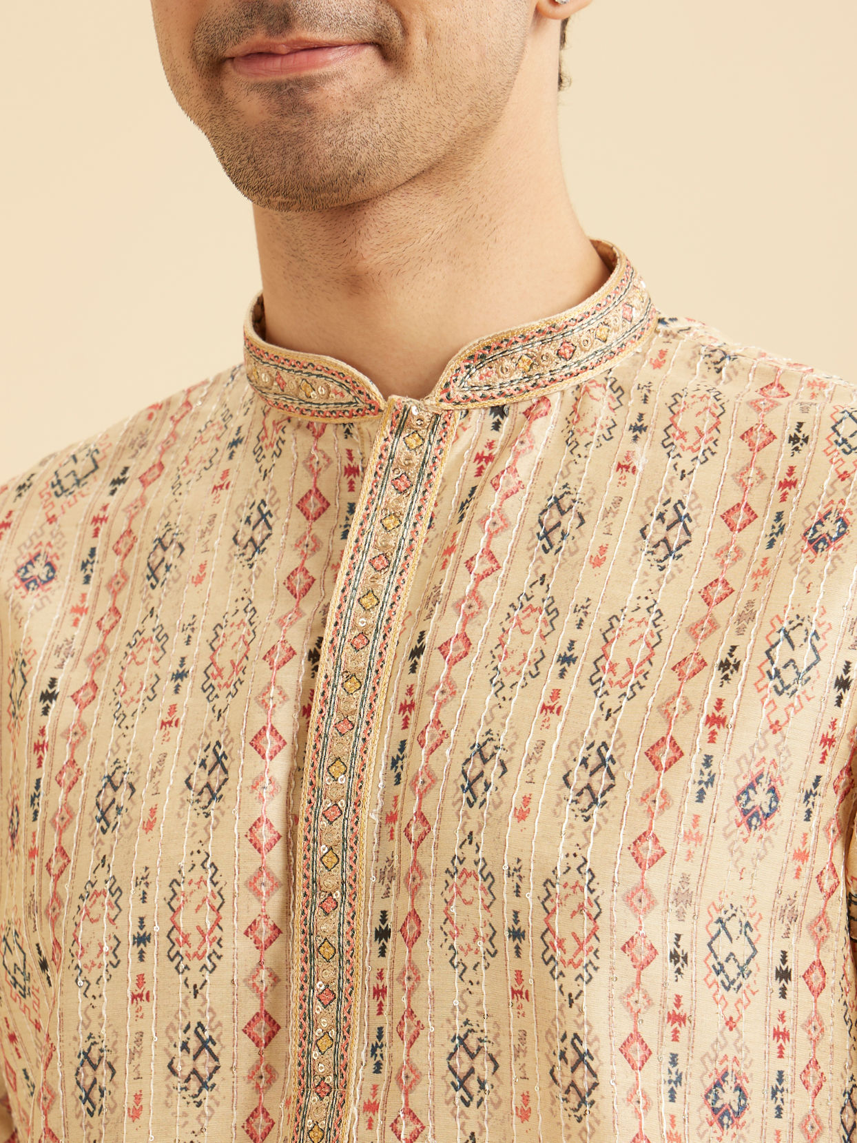 Manyavar Men Royal Beige Regalia Kurta Pajama