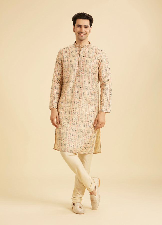 Manyavar Men Royal Beige Regalia Kurta Pajama