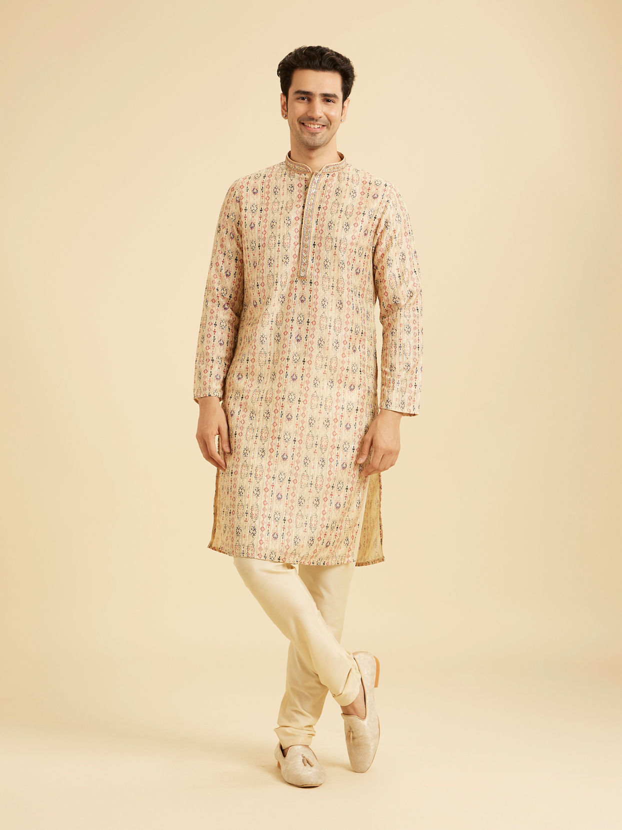 Manyavar Men Royal Beige Regalia Kurta Pajama
