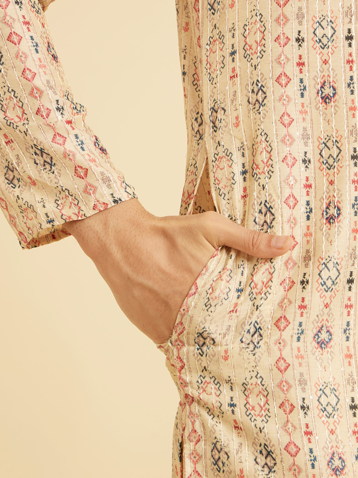 Manyavar Men Royal Beige Regalia Kurta Pajama