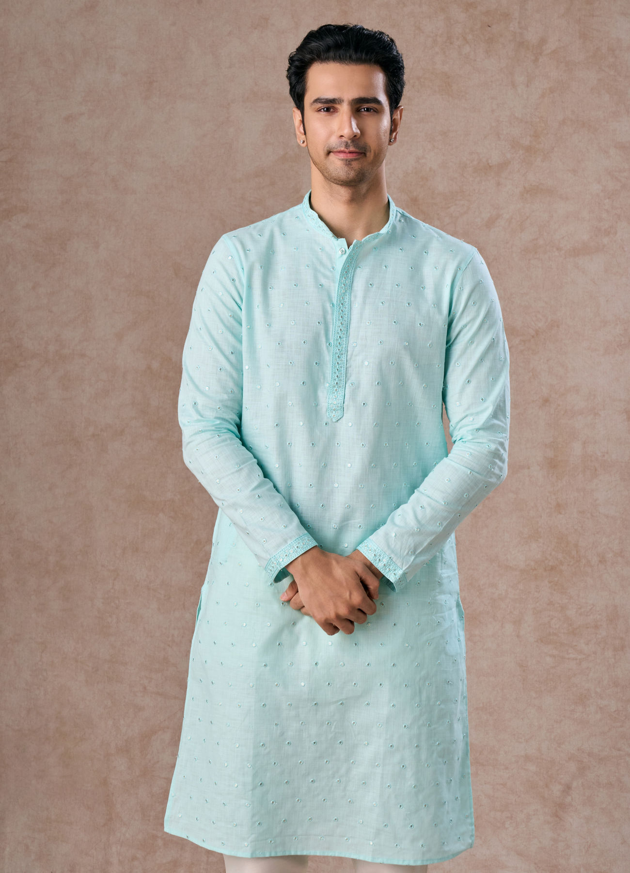 Manyavar Men Sky Blue Elegance Kurta Pajama