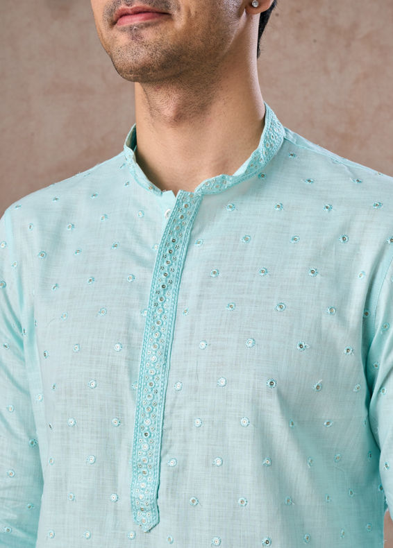 Manyavar Men Sky Blue Elegance Kurta Pajama