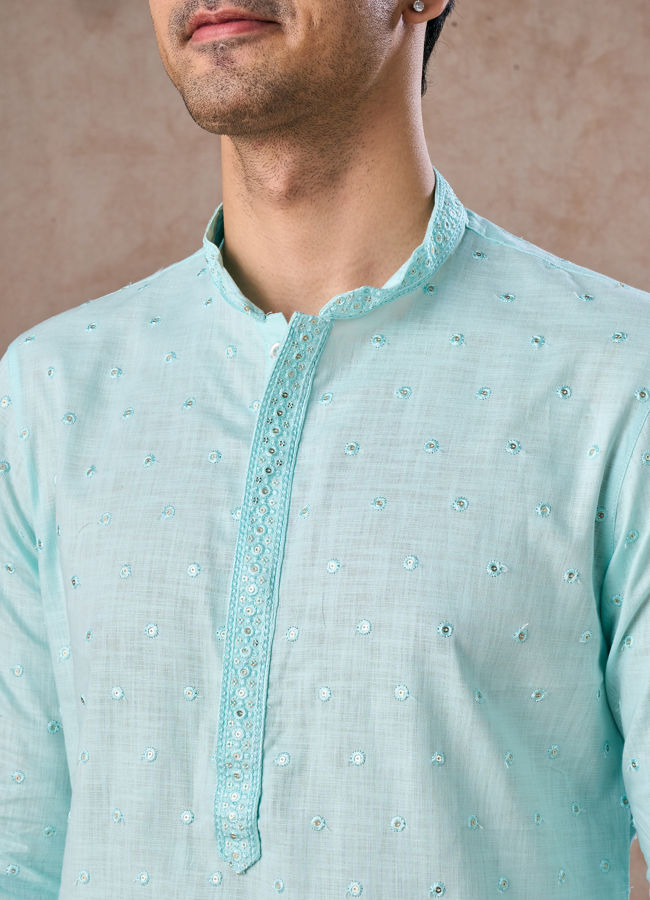 Manyavar Men Sky Blue Elegance Kurta Pajama