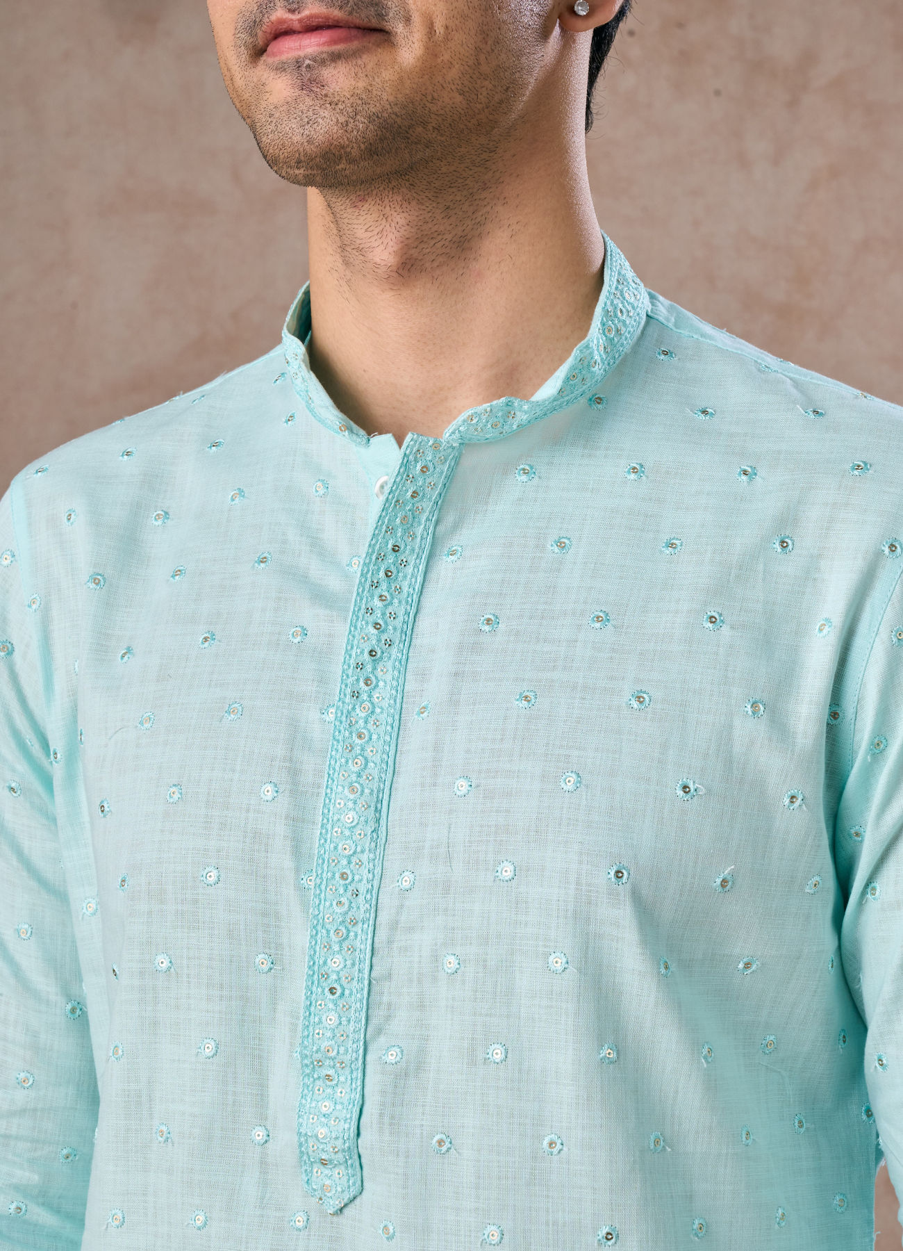 Manyavar Men Sky Blue Elegance Kurta Pajama