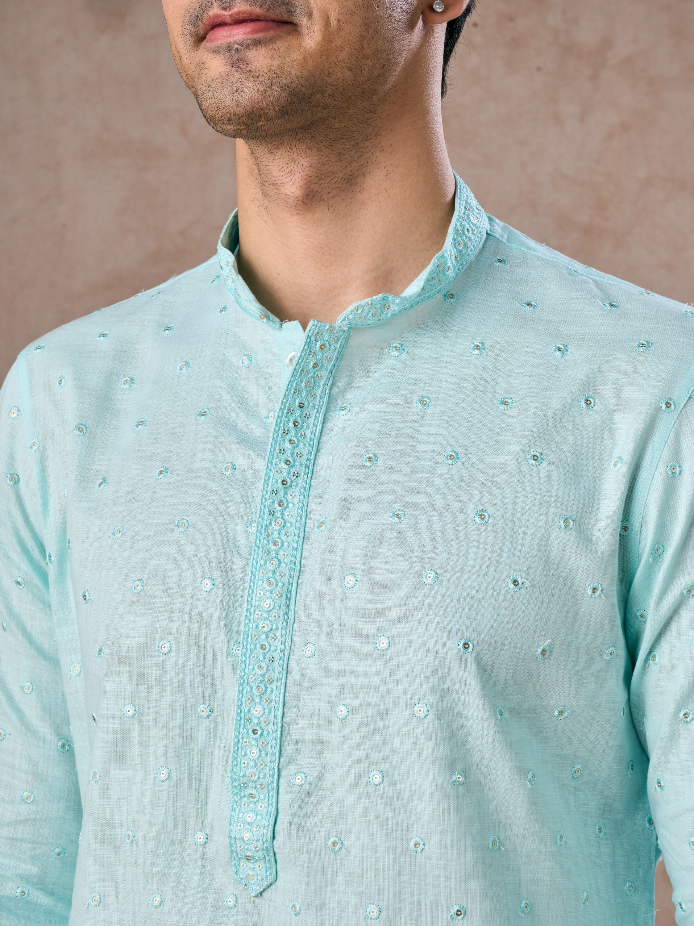 Manyavar Men Sky Blue Elegance Kurta Pajama