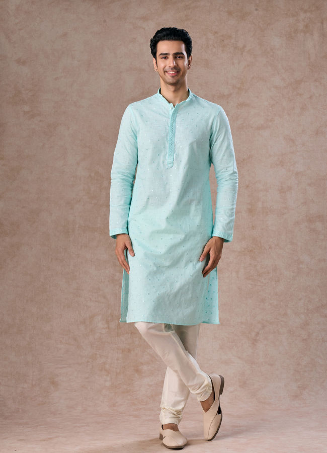 Manyavar Men Sky Blue Elegance Kurta Pajama