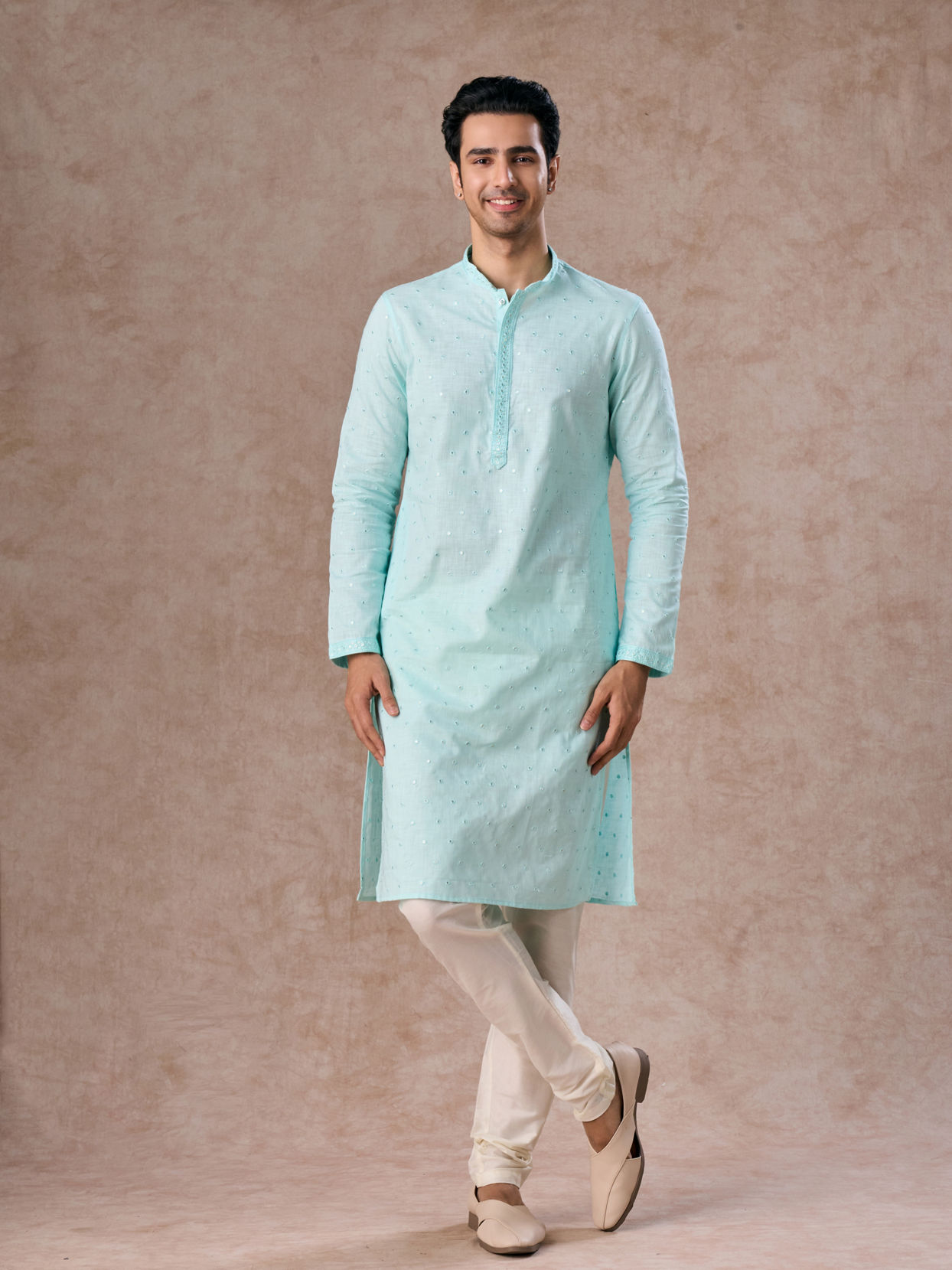Manyavar Men Sky Blue Elegance Kurta Pajama