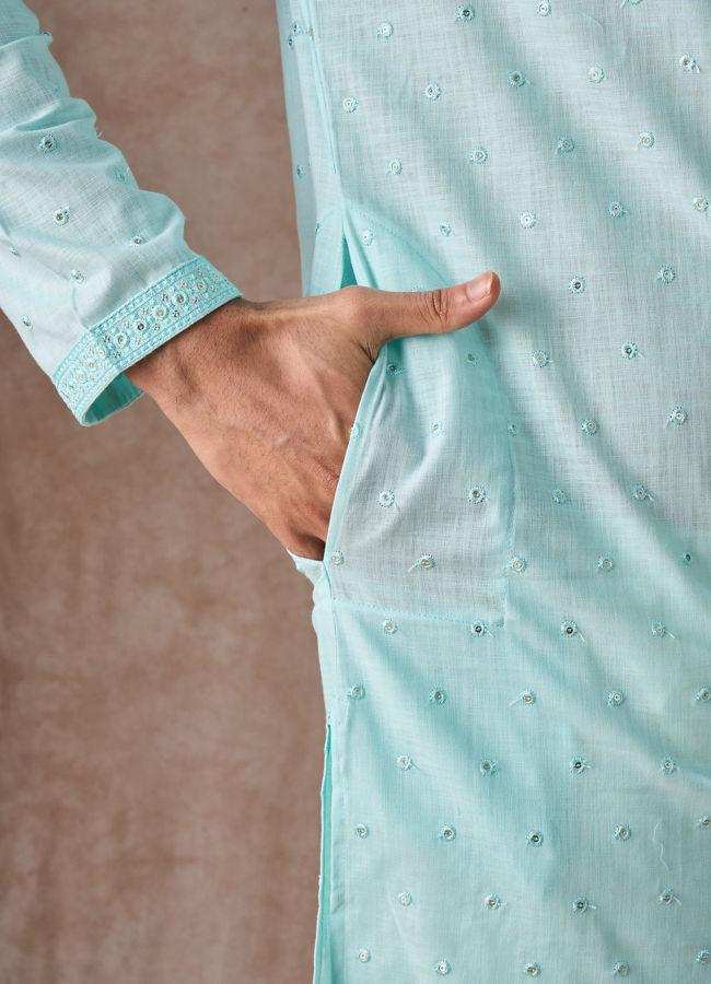 Manyavar Men Sky Blue Elegance Kurta Pajama
