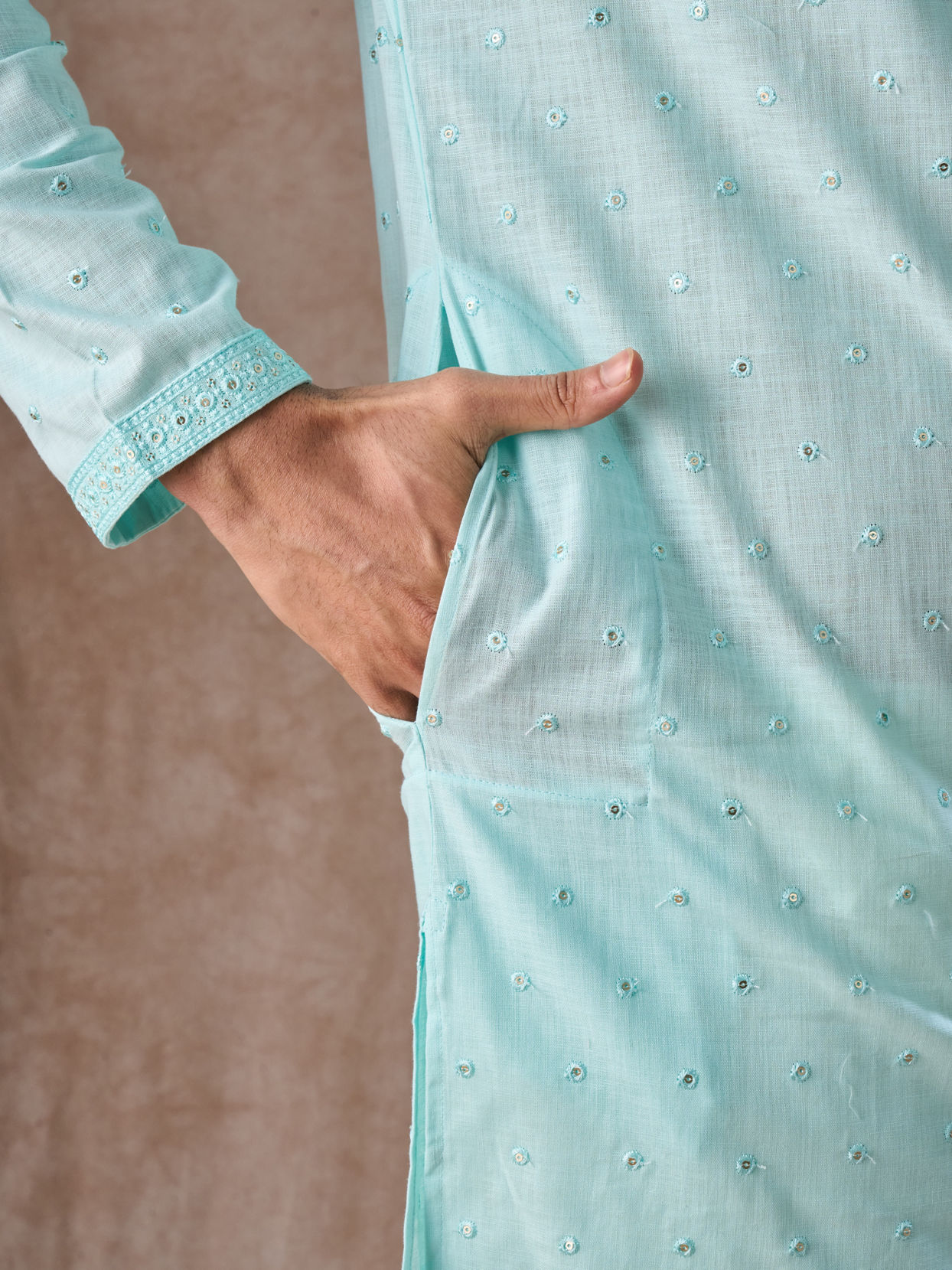 Manyavar Men Sky Blue Elegance Kurta Pajama