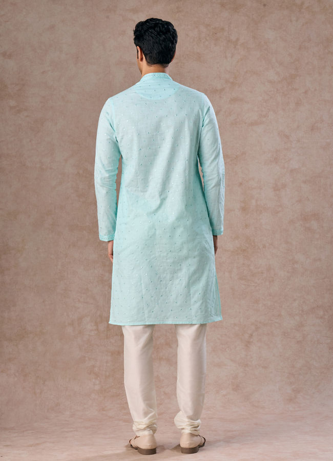 Manyavar Men Sky Blue Elegance Kurta Pajama