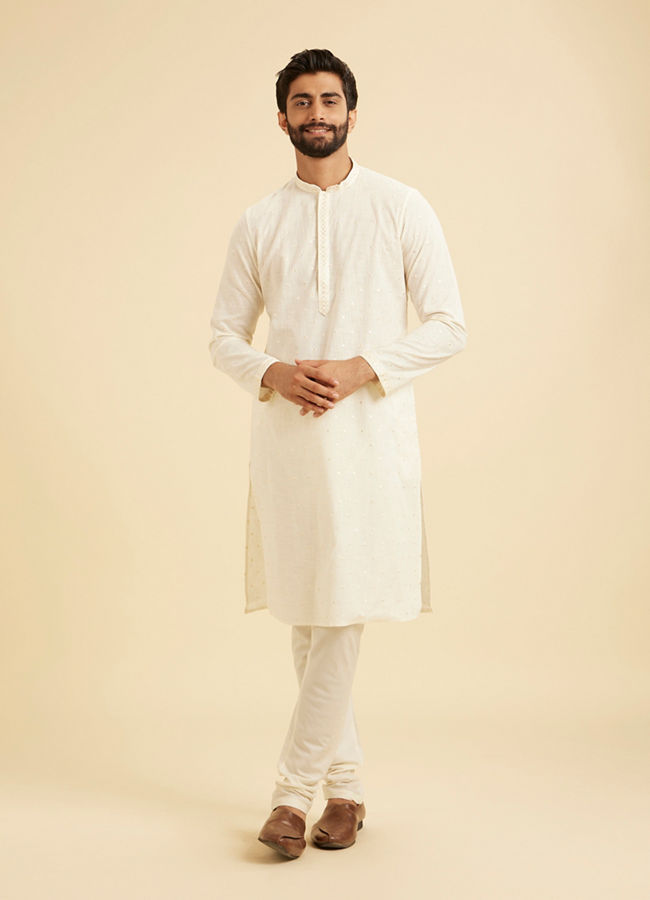 Manyavar Men Elegant Cream Kurta Pajama