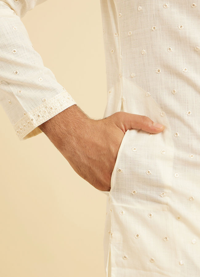 Manyavar Men Elegant Cream Kurta Pajama