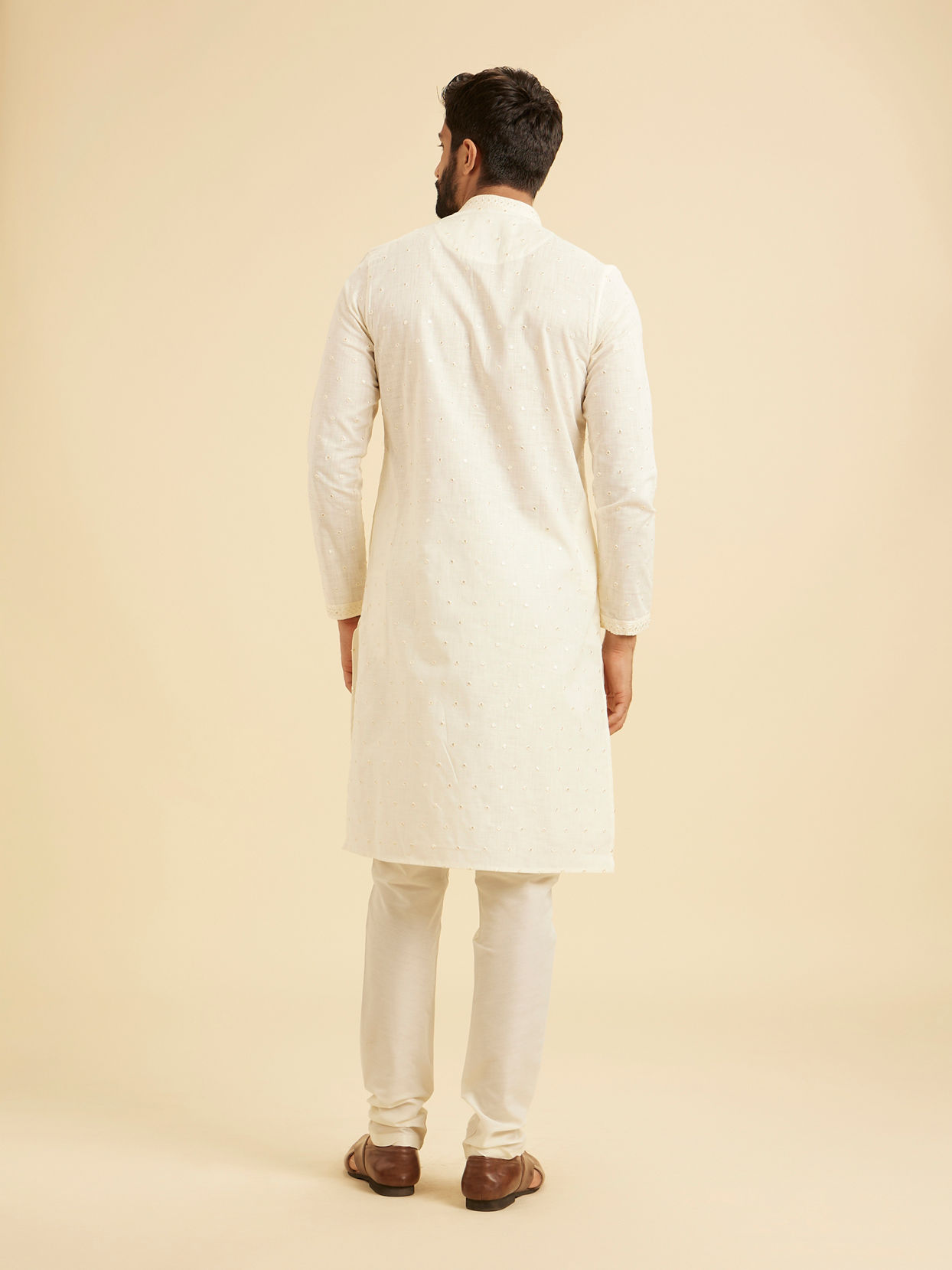 Manyavar Men Elegant Cream Kurta Pajama