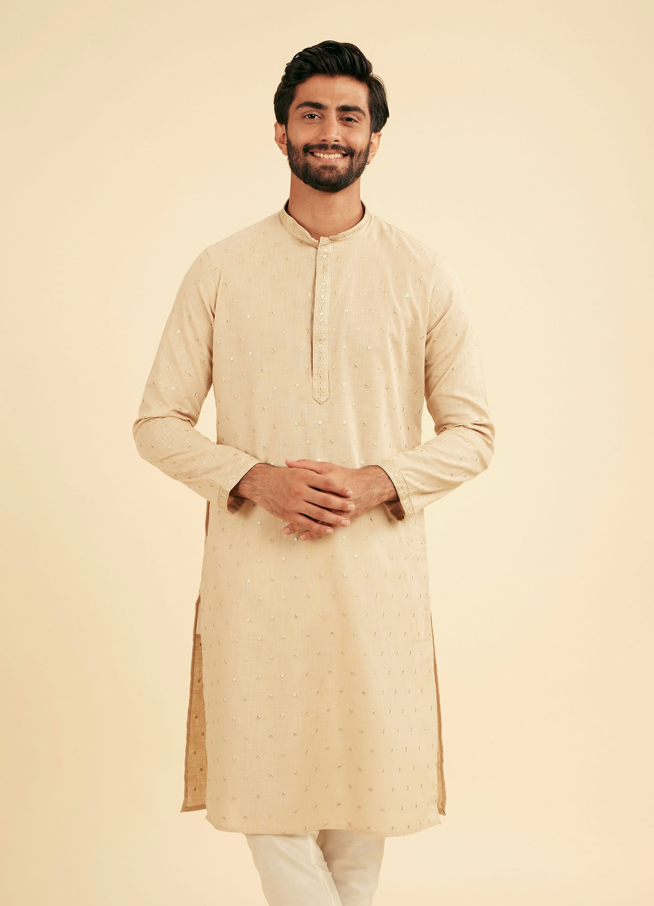 Manyavar Men Elegance perfected Beige Kurta Pajama
