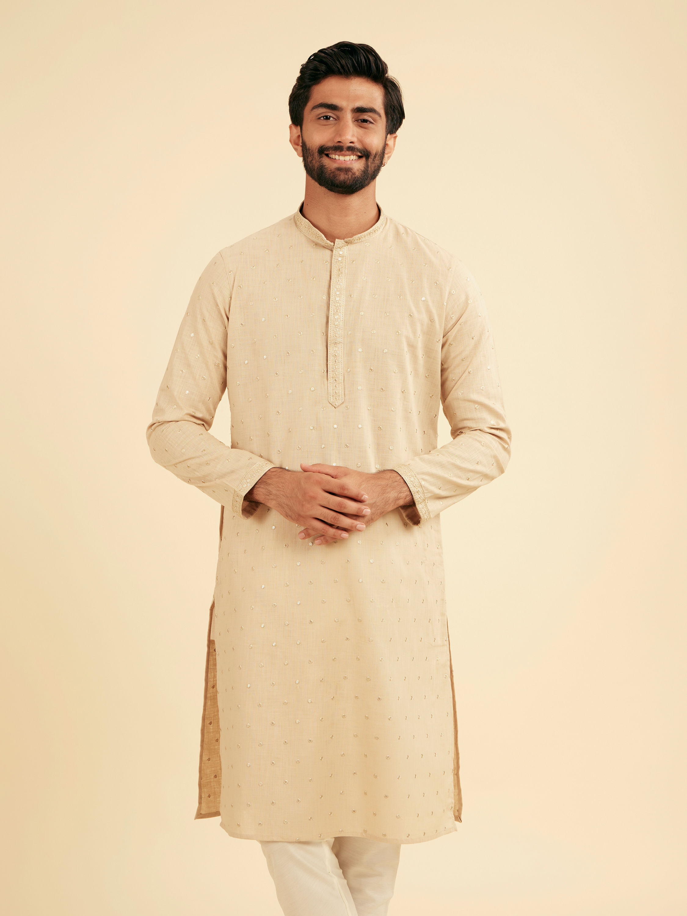Manyavar Men Elegance perfected Beige Kurta Pajama
