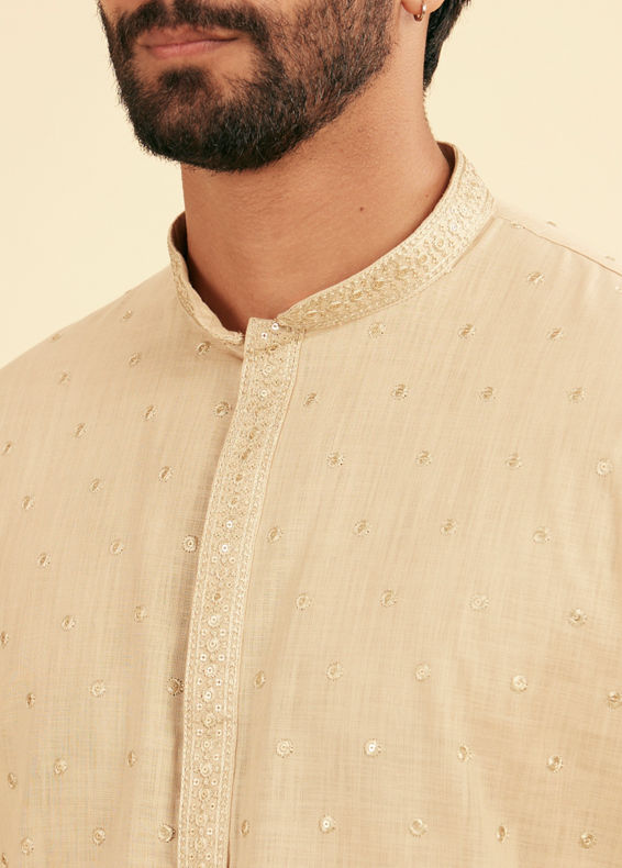 Manyavar Men Elegance perfected Beige Kurta Pajama