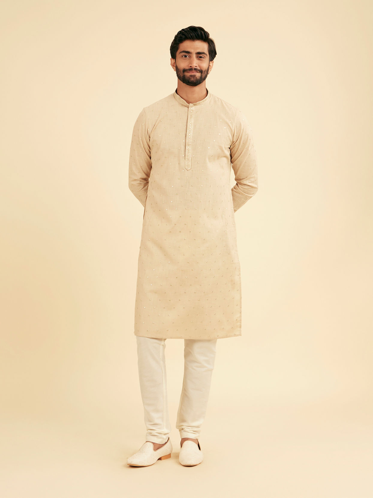 Manyavar Men Elegance perfected Beige Kurta Pajama