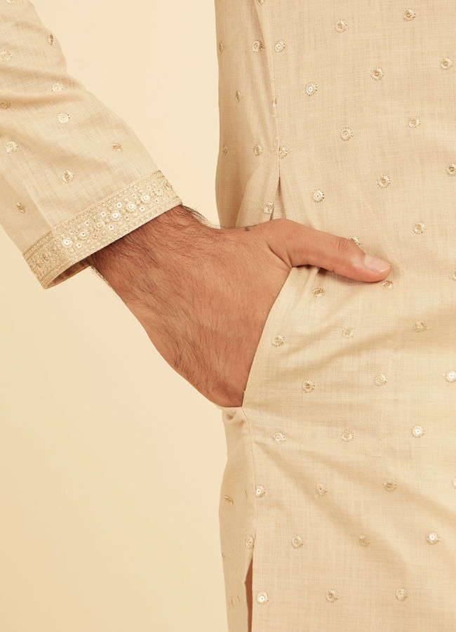 Manyavar Men Elegance perfected Beige Kurta Pajama