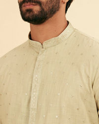 Manyavar Men Lustrous Green Kurta Pajama Ensemble