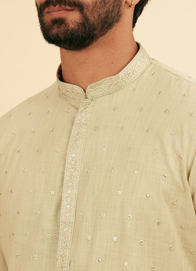 Manyavar Men Lustrous Green Kurta Pajama Ensemble