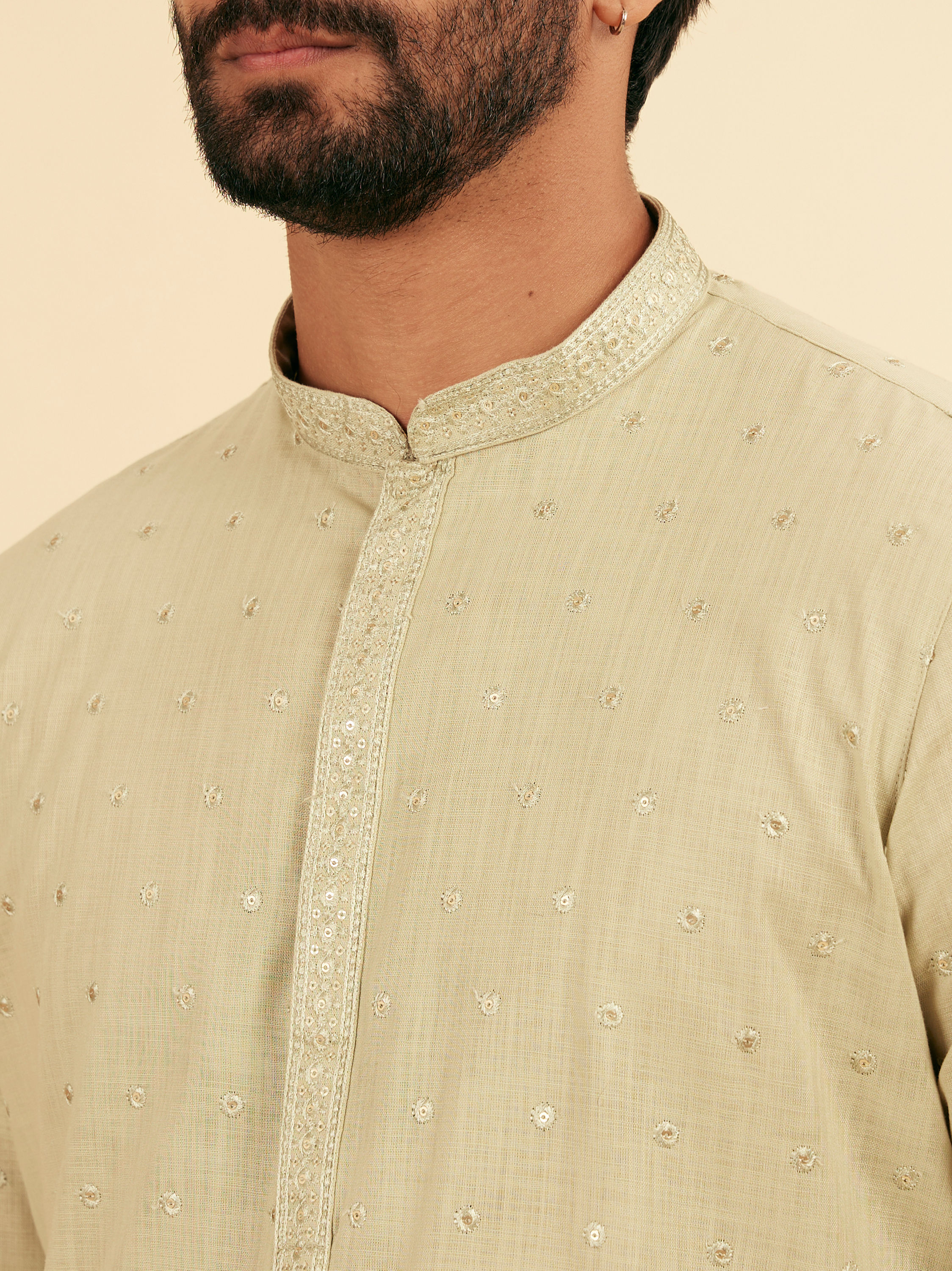 Manyavar Men Lustrous Green Kurta Pajama Ensemble