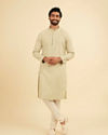 Manyavar Men Lustrous Green Kurta Pajama Ensemble
