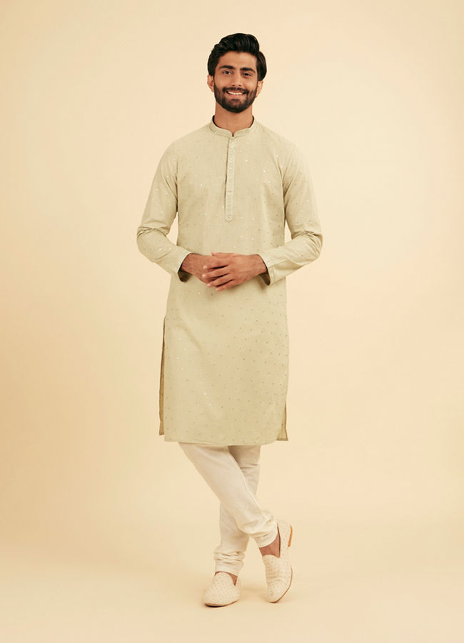 Manyavar Men Lustrous Green Kurta Pajama Ensemble