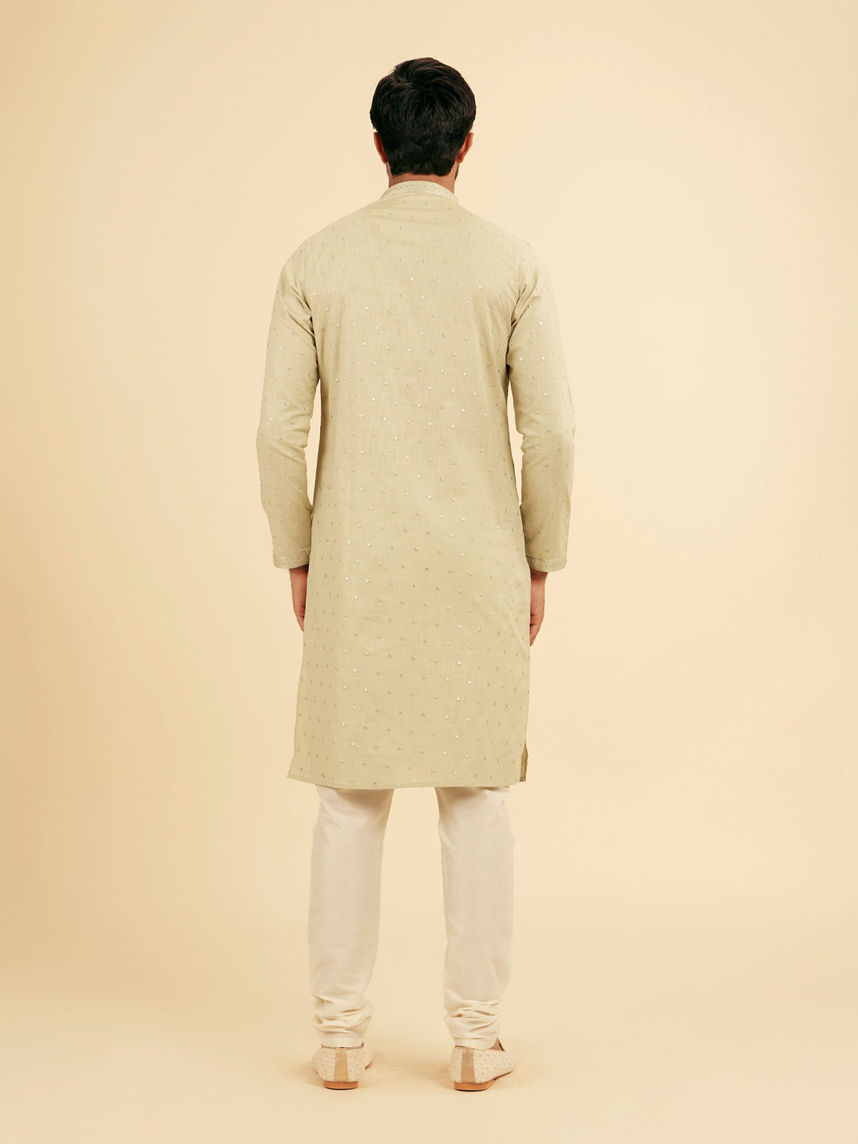 Manyavar Men Lustrous Green Kurta Pajama Ensemble